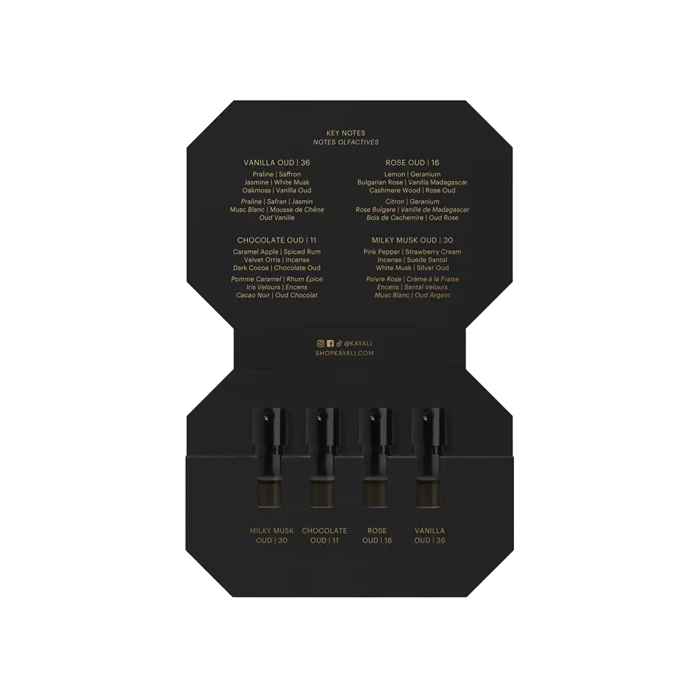 KAYALI Oudgasm Discovery Set (Vanilla, Rose, Milky Musk, Chocolate)