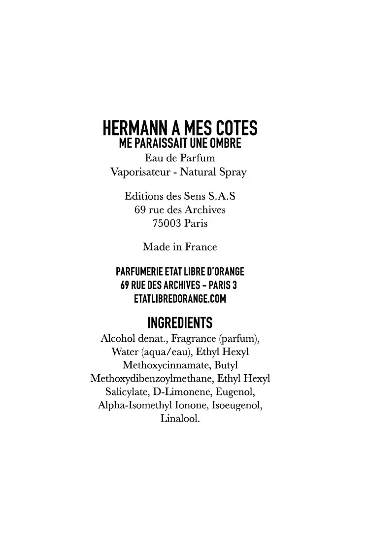 HERMANN A MES COTES ME PARAISSAIT UNE OMBRE - Image